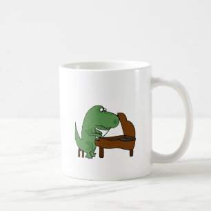 Mug Dinosaure drôle de T-Rex jouant le piano