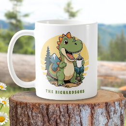 Mug Dinosaure Drôle extérieur Personnalisé Nom de fami