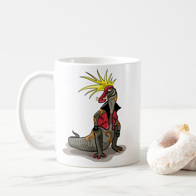 Mug Dinosaure Hadrosaurus Habillé Comme Un Punk. (Avec donut)