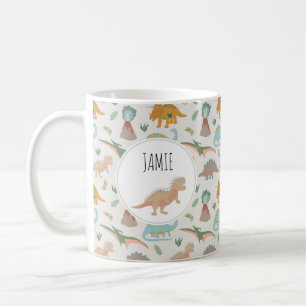 Mug Dinosaures Enfants Boho Nom personnalisé de dinosa