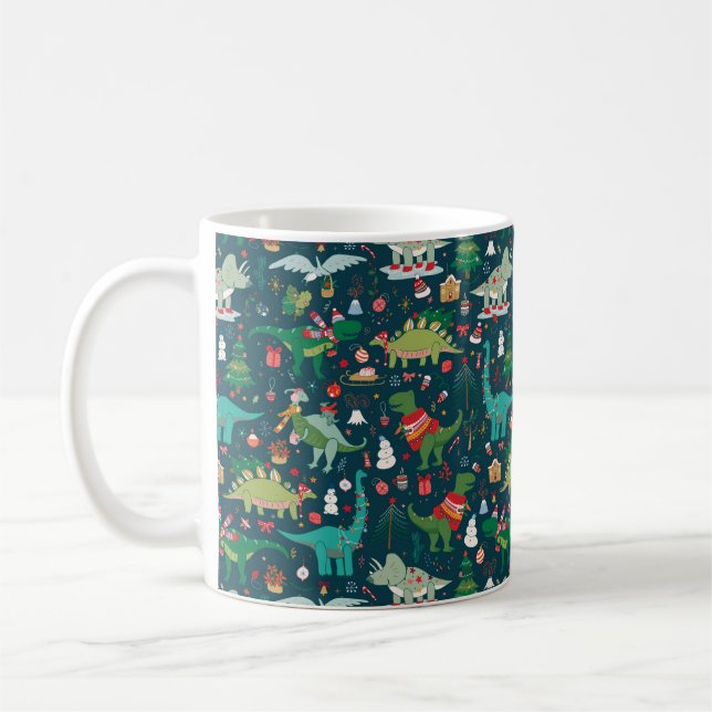 Mug Dinosaures festifs Motif de Noël (Gauche)