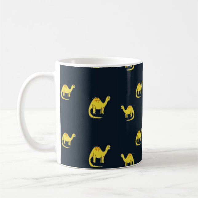 Mug Dinosaures jaunes mignons motif sur bleu (Gauche)