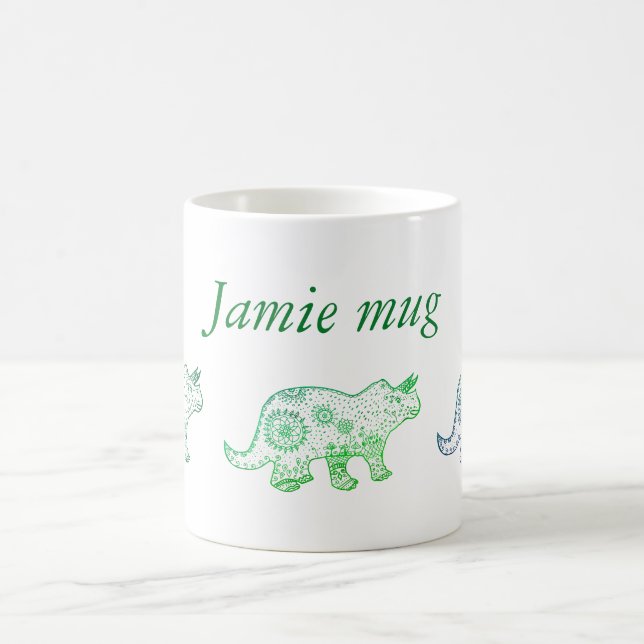 Mug Dinosaures Mandala dessin, Musique personnalisée (Centre)
