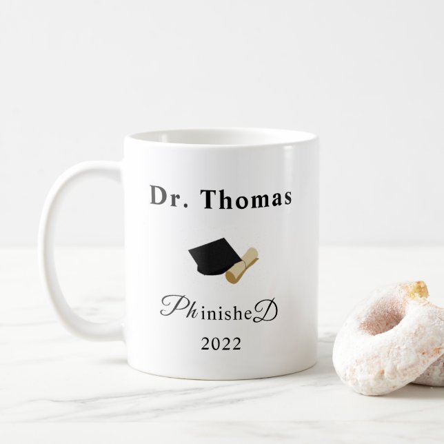 Mug Diplôme de doctorat Don de doctorat de doctorat dr (Avec donut)