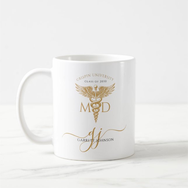 Mug Diplôme de doctorat en Or moderne MD (Gauche)