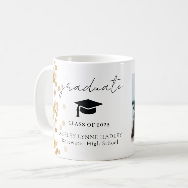 Mug Diplômé de la photographie Gold moderne (Devant gauche)