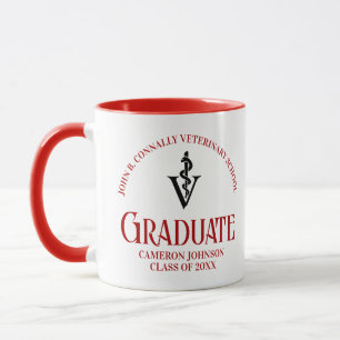 Mug Diplôme de l'école vétérinaire rouge personnalisé