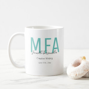 Mug Diplômé Turquoise Noir Nom de la date Degré MFA