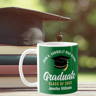 Mug Diplômé Vert Blanc Personnalisé de Remise des Dipl