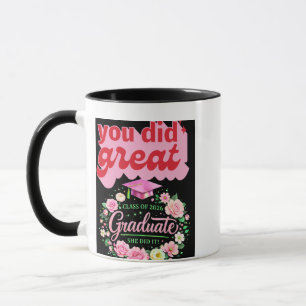 Mug Diplômée de la promotion 2026 Elle a réussi Floral
