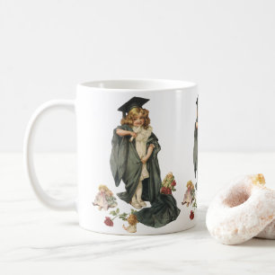 Mug Diplômée Vintage, Fille portant une toque et une t