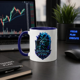 Mug Discipline sur Hype Blue Glow Bitcoin Crypto 