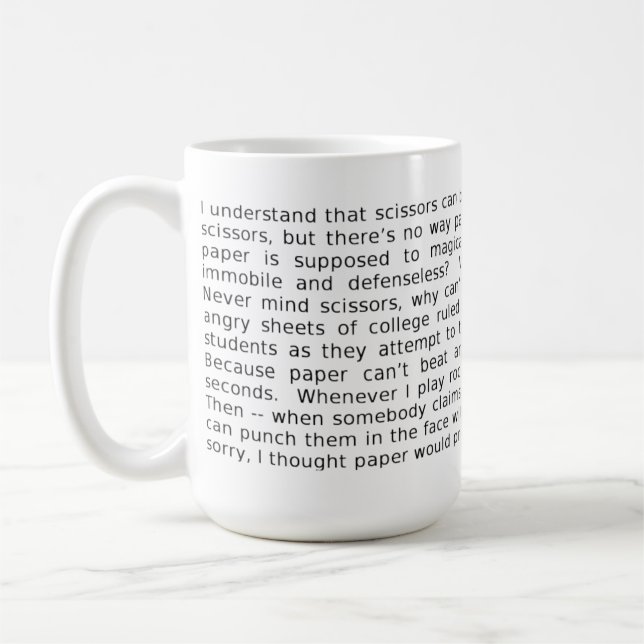 Mug Discussion de papier FunnyMug de ciseaux de roche (Gauche)