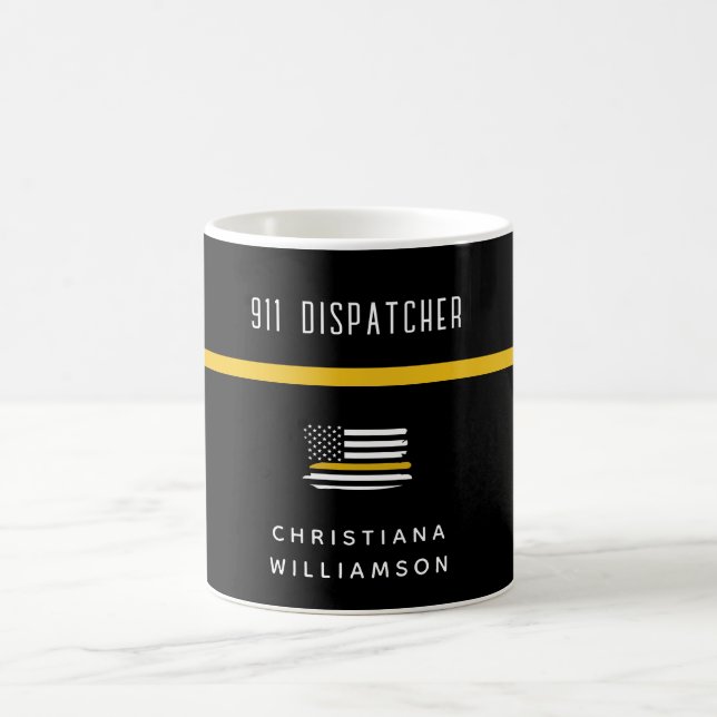 Mug Dispatcher de ligne d'or mince personnalisée 911 (Centre)