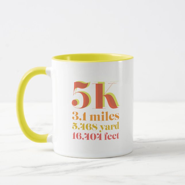 Mug Distance de course de 5K Courir Photo Jaune Rouge (Gauche)
