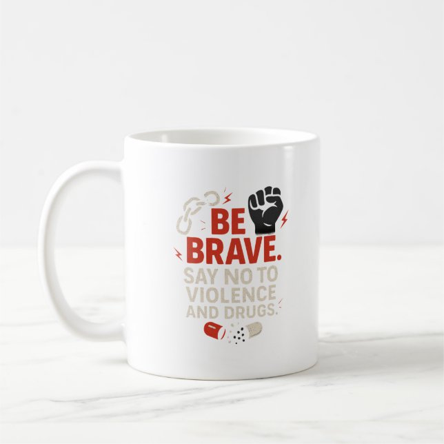 Mug "Dites non à la violence et aux drogues - Déclarat (Gauche)