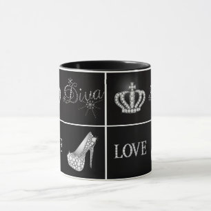 Mug Diva Crown High Heel Love Collage