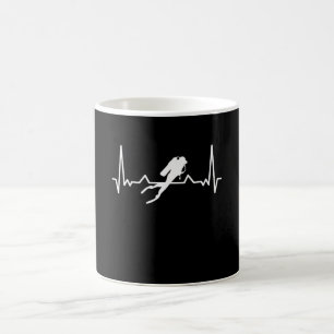 Mug Diving Heartbeat Sea Dive Cadeau pour plongeur