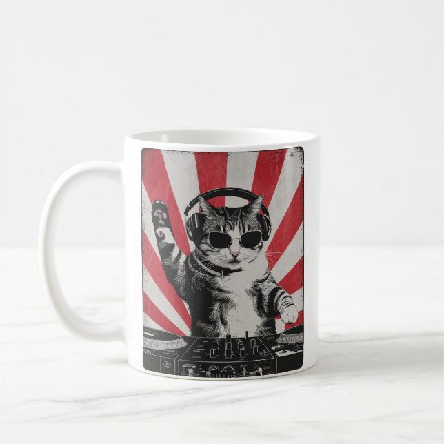Mug DJ DJ Cat Disco Sound Tech Headphone Music (Gauche)