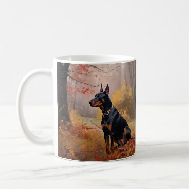 Mug Doberman en automne Feuilles automne Inspire (Gauche)