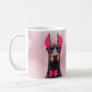 Mug Doberman en costume diabolique