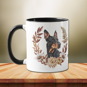 Mug Doberman Pinscher Chien Couronne d'automne