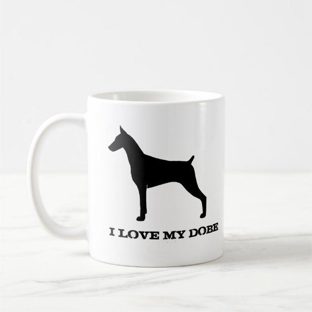 Mug Doberman Pinscher Chien race Silhouettes Custom (Gauche)