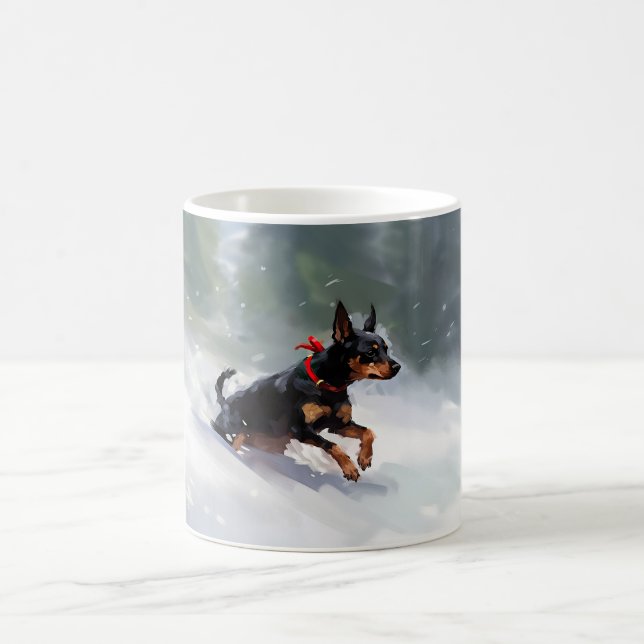 Mug Doberman Pinscher neige de Noël hiver (Centre)