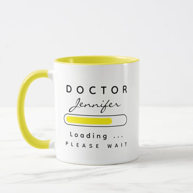 Mug DOCTEUR [Nom] Chargement Jaune et Blanc (Gauche)