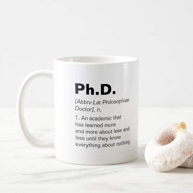 Mug Doctorat définition diplôme drôle humour (Avec donut)