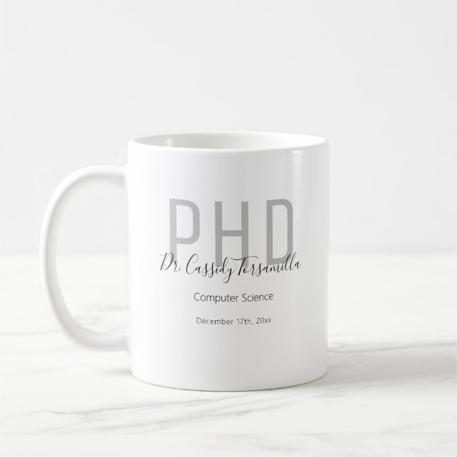 Mug Doctorat minimaliste en gris (Gauche)