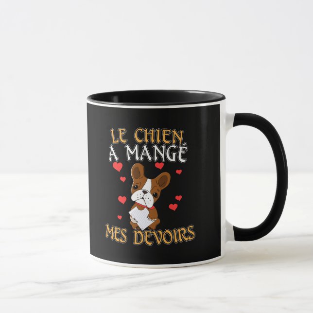 Mug Dog Ate My Homework - Apprendre le français Citati (Droite)
