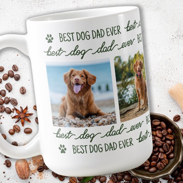 Mug DOG DAD - Personnalisé Pet 4 Photo Collage (Créateur téléchargé)