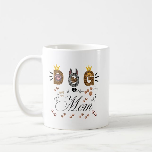 Mug Dog Mom Leopard Print Paw Design/Leopard Dog Mom (Gauche)