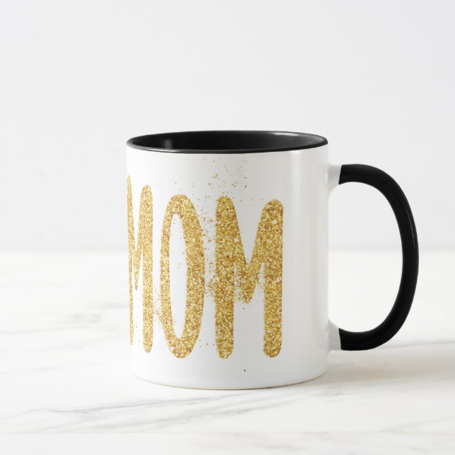 Mug DOG MOM, Musique de Parties scintillant d'or moulé (Droite)