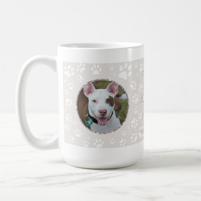 Mug Dog Pet Memorial Vos Photos Sable Empreinte de pat (Gauche)