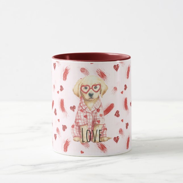Mug Dog with Heart Glasses Glitter Love Hearts  (Centre)