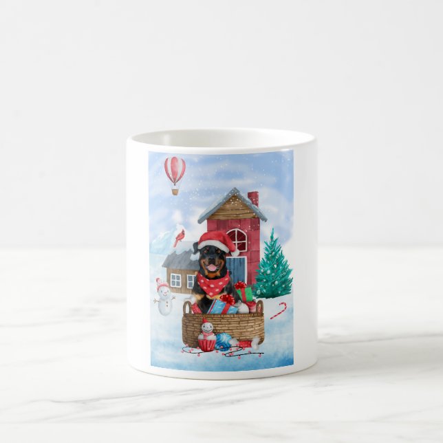 Mug Doigt Rottweiler dans la neige Maison de Chien de  (Centre)