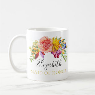 Mug Domestique de bouquet floral d'honneur avec le nom
