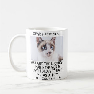 Mug don de chat amusant, photo et nom du chat personna