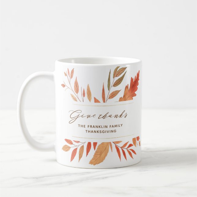 Mug Donner Merci Aquarelle Feuilles de chute Thankesgi (Gauche)