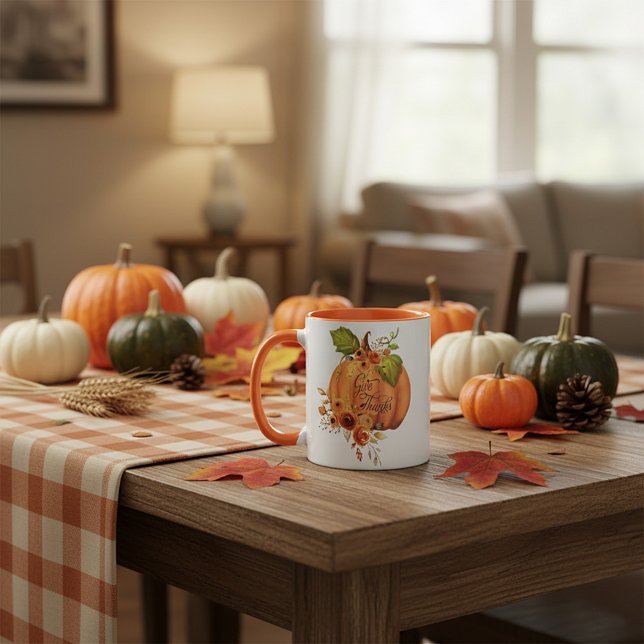 Mug Donner Merci citrouille floral (Créateur téléchargé)