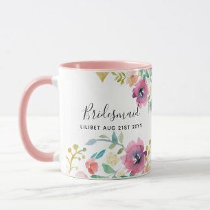 Mug Dons de la fête de mariée du budget rose floral
