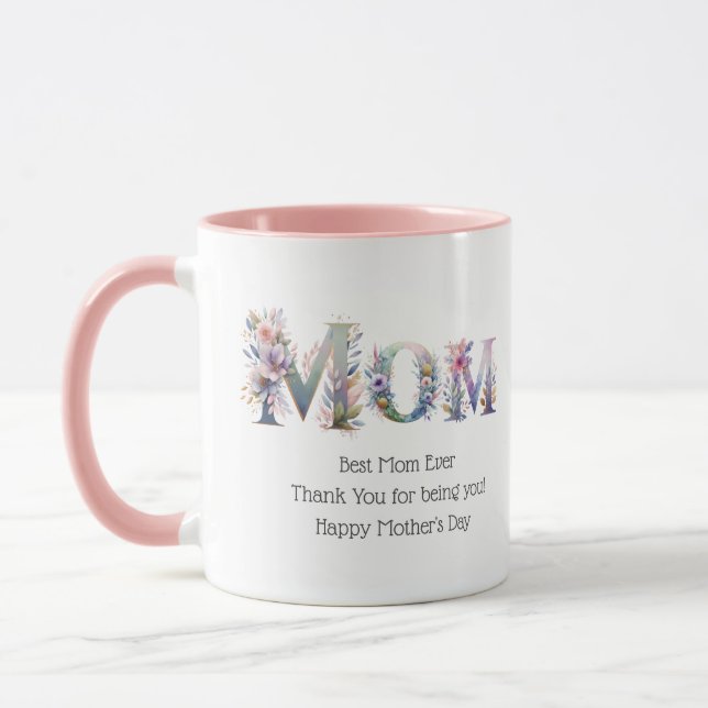Mug Dons PHOTO Fête des mères Anniversaire Floral Best (Gauche)