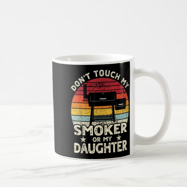 Mug Don't Touch My Smoker Or My Daughter Retro Bbq Gri (Droite)