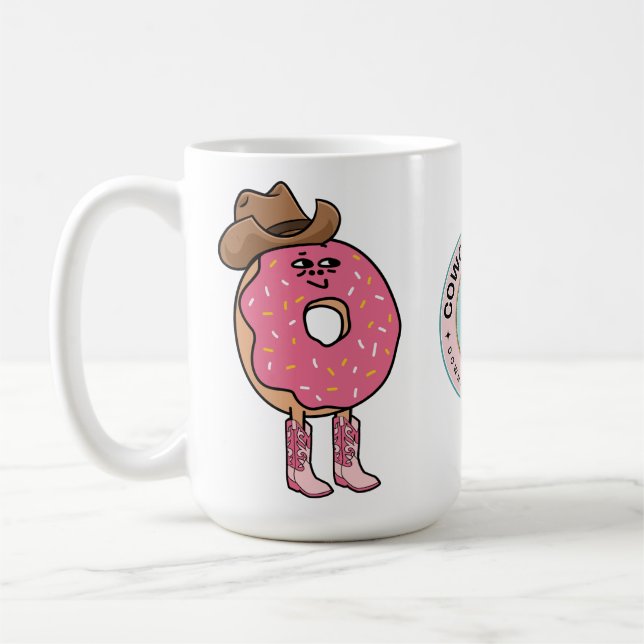 Mug Donut, Drôle Sprinkings Roses (Gauche)
