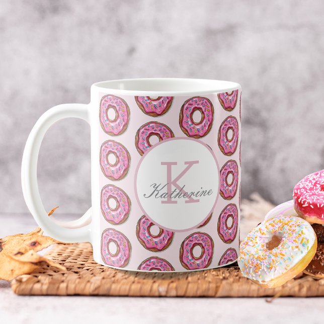 Mug Donut Sweet Girl Sprinkings Motif Nom personnalisé (Créateur téléchargé)