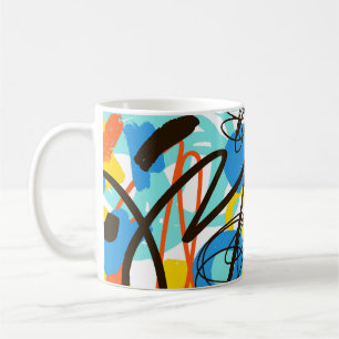 Mug Doodle Abstrait, motif d'été lumineux.