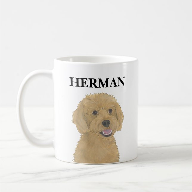 Mug Doodle d'abricot rouge doré personnalisé (Gauche)