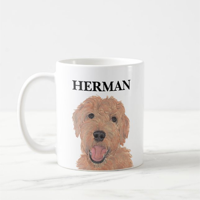 Mug Doodle doré d'abricot rouge personnalisé (Gauche)